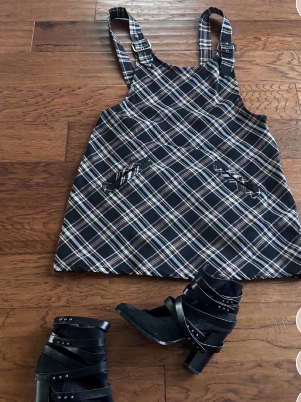 Forever 21 Plaid Overalls Mini Dress size XL